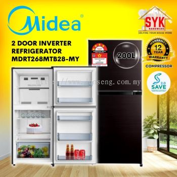 SYK Midea Refrigerator Fridge 2 Door MDRT268MTB28-MY 200L Inverter Refrigerator Peti Sejuk Ais 2 Pintu Peti Ai ����