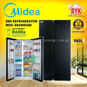 SYK Midea Side By Side Refrigerator MSS-582WEGBI 580L Refrigerator Inverter Fridge Peti Ais Peti Sejuk 2 Pintu ����
