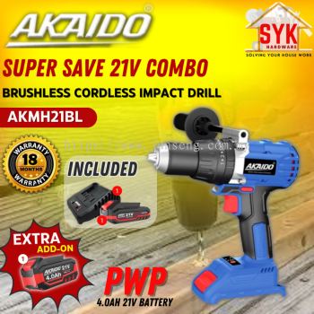 SYK Akaido AKMH21BL Brushless Cordless Impact Drill Combo Set Battery Machine Power Tools Mesin Drill Bateri