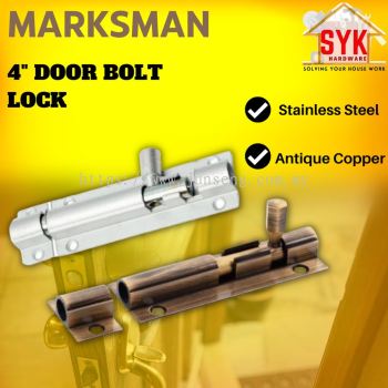 SYK Marksman 4 Inch Door Bolt Lock Stainless Steel Antique Copper Security Safety Door Lock Selak Pintu