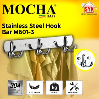 SYK MOCHA M601-3 Stainless Steel Clothes Hook Hanger Cloth Hook Wall Cangkuk Kain Baju Cangkuk Dinding