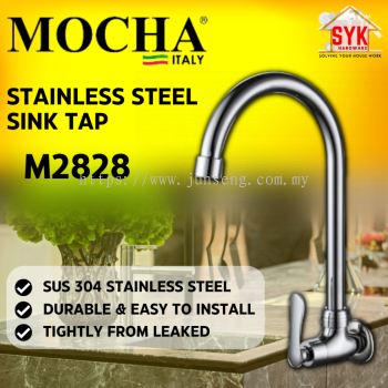 SYK MOCHA M2828 1Pcs Kitchen Sink Water Tap Stainless Steel Wall Mounted Sink Tap Paip Sinki Dapur
