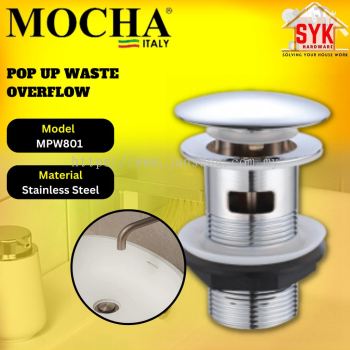 SYK Mocha MPW801 Stainless Steel Pop Up Waste With Overflow Sink Basin Spring Waste Bathroom Accessories