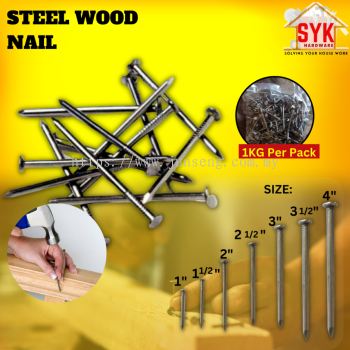SYK Steel Wood Nail PlyWood Soft Board Wood Working Nails Construction Paku Kayu Tajam Serbaguna 1Kg