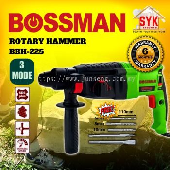 SYK BOSSMAN BBH-225 Rotary Impact Hammer Drill 3 Mode Heavy Duty Power Tools Gerudi Elektrik