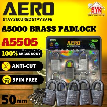SYK AERO A5505 A5000 Anti-Cut Brass Padlock Door Gate Grill Door Padlock Set Kunci Gembok Pintu Pemanggang 50mm (5Pcs)