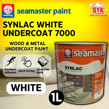 SYK Seamaster Synlac White Undercoat 7000 Paint 1L For Metal Wood White Paint Cat Minyak Putih Undercoat Kayu Besi Logam