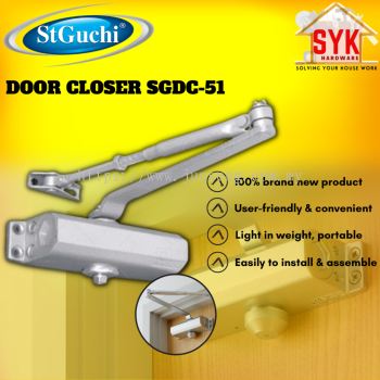 SYK St-Guchi SGDC-51 Automatic Door Closer Mount Stainless Steel Adjustment Heavy Duty Penutup Pintu Automatik