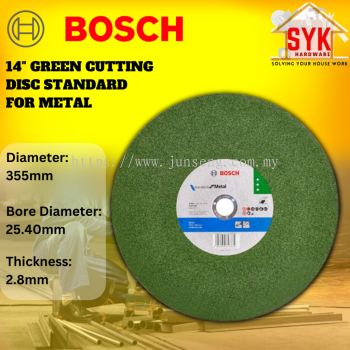 SYK Bosch 14" Inch Green Cutting Disc Standard For Metal Cut Off Machine Mata Potong Besi Hijau 14" 2608619766