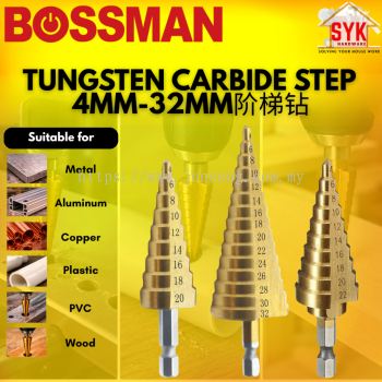 SYK Bossman Tungsten Carbide Step BDS432 4-32mm / BDS422 4-22mm / BDS420 4-20mm ������ Step Wood Metal Cone Drill Bit