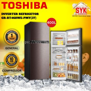 SYK Toshiba GR-RT468WE-PMY(37) 2 Door Refrigerator Fridge Inverter Home Kitchen Appliances Peti Sejuk 400L