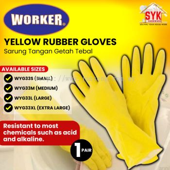 SYK WORKER WYG33S WYG33M WYG33L WYG33XL Yellow Rubber Glove Chemical Resistant Industrial Hand Glove Latex Rubber Glove