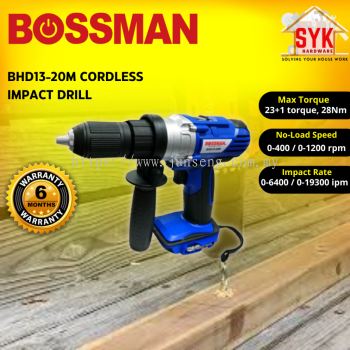 SYK (Free Shipping)BOSSMAN Cordless Impact Drill BHD13-20M Impact Drill Portable Mesin Gerudi Menggunakan Bateri