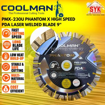 SYK Coolman PMX-230U Phantom X High Speed PDA Laser Welded Blade 9" Cutter Concrete Cutting Disc Saw Blade