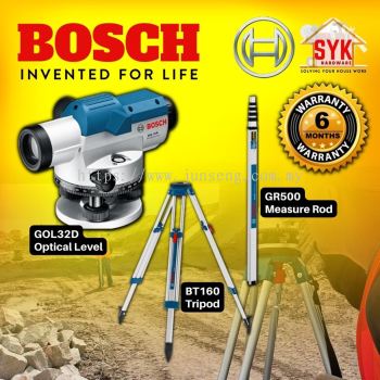 SYK BOSCH GOL32D GOL 32D Optical Leveller With GR500 Telescope Levelling Rod + BT160 Building Tripod - 0601068500