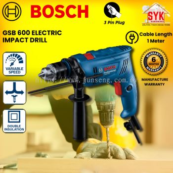 SYK BOSCH GSB600 GSB 600 13mm 600W Electric Impact Drill Concrete Wood Drilling Machine Mesin Drill 06011A03L0