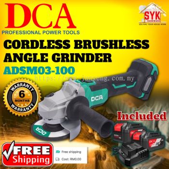 SYK (FREE SHIPPING) DCA ADSM03-100 100mm 20V Cordless Brushless Angle Grinder Mesin Gerinda Menggunakan Bateri