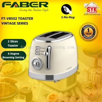 SYK Faber FT-V8502 Toaster Vintage Series 2 Slice Bread Toaster Machine Kitchen Appliances Pembakar Roti