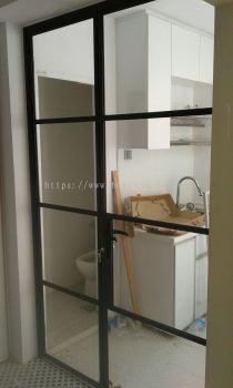 Elegant Lattice Glass Door Design for Stylish Laundry Rooms