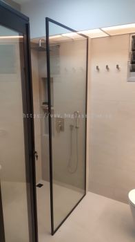 Black Frame Lavatory Shower Screen Panel