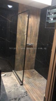 Black Frame Lavatory Shower Screen