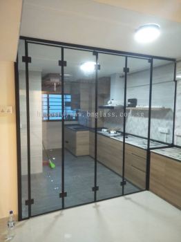 Innovative Folding Door with Slim Frame for Kitchen Partition