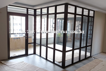 Premium Aluminum Frame Glass Partition - Stylish and Functional Room Divider