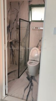 Contemporary Shower Glass Panel with Black Frame