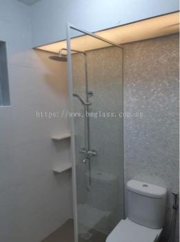 Shower Glass Panel with White Frame