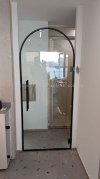 Stylish Bathroom Arched Glass Door With Black Frame | High-Quality and Durable