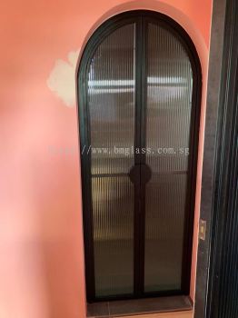 Mild Steel Arched Door With Fluted Tempered Glass