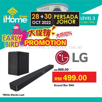 LG Sound Bar SN4 From RM999 to RM499 (iHome Expo Early Bird Promotion) 
