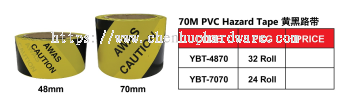70M PVC Hazard Tape (Black & Yellow)