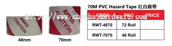 70M PVC Hazard Tape (Red & White)