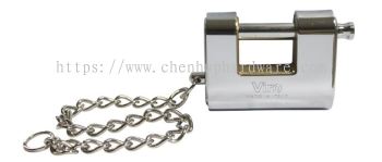 Panzer Chrome Brass Padlock with Chain