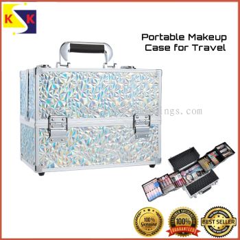 Extra Large 12 Inch 6 Trays Portable Makeup Organizer Case Make Up Carrying Box with Lock