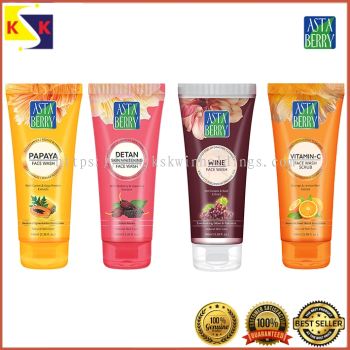 ASTABERRY FACEWASH - PAPAYA / DETAN / WINE / VITAMIN-C 100ml WITH FREE GIFT