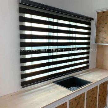 Fire Resistant Zebra Blinds Black