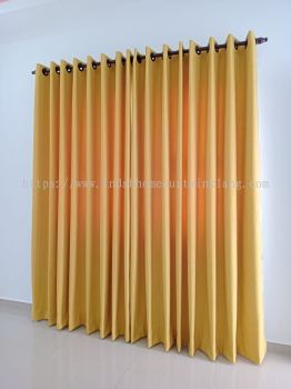 Yellow Colour Curtain Design Eyelet with Installation Rod & Railing