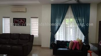 Sheer Curtain Double Layer Singapore Pleat with Blind