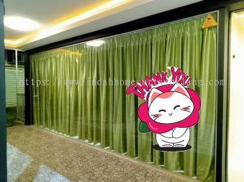 Restaurant Curtain Installation �M Blackout Shinning Apple Green Colour �O Thanks For Customer Support �L