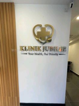 CRITICALLY ACCLAIMED 3D LED STAINLESS STEEL GOLD BACKLIT INDOOR KLINIK SIGNAGE PROVIDER IN PUCHONG