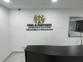 UMA & Partners - Indoor Stainless Steel Gold Mirror Backlit Signage - Klang 