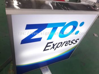 ZTO EXPRESS DOUBLE SIDE LIGHTBOX SIGNAGE SIGNBOARD IN PAHANG TEMERLOH