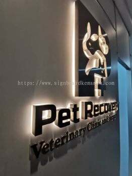 PET RECOVERY INDOOR 3D LED BACKLIT BOX UP STAINLESS STEEL GOLD LETTERING SIGNAGE SIGNBOARD AT KEMAMAN KUALA TERENGGANU MALAYSIA