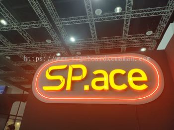 SP.ACE INDOOR 3D LED BOX UP WITH LED NEON LETTERING SIGNAGE SIGNBOARD AT JABUR KEMAMAN TERENNGGANU MALAYSIA