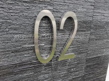 HOUSE NUMBER PLATE OUTDOOR 3D STAINLESS STEEL BOX UP LETTERING WITHOUT LIGHT SIGNBOARD SIGNAGE AT INDERA MAHKOTA PAHANG MALAYSIA