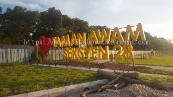 I LOVE TAMAN AWAM ALUMINIUM GIANT BIG 3D BOX UP LETTERING STAND SIGNAGE AT KARAK PAHANG MALAYSIA