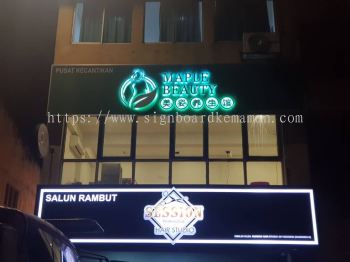 MAPLE BEAUTY OUTDOOR 3D BOX UP LED BACKLIT LETTERING SIGNBOARD SIGNAGE AT KAMPAR TOWN, GOPENG PERAK MALAYSIA