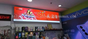 Indoor Signage # Signboard Red One # Fabric Light Box #  Tension Light Box # Signboard Gadget # Signboard Telecommunications # LED Signboard# Signboard Device # Signboard Shopping Mall # Shopping Complex Indoor Lightbox 